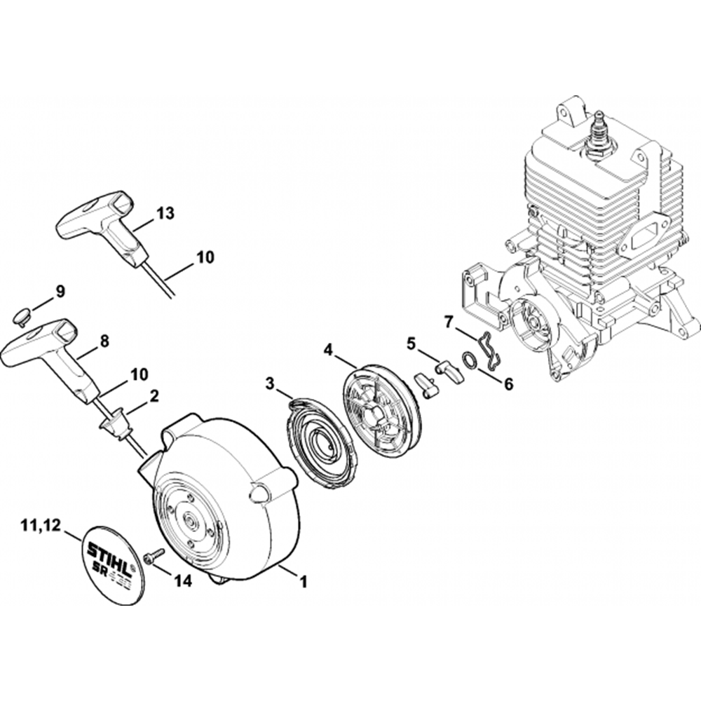 Sơ đồ Tua lại bộ khởi động cho Stihl SR430, SR450