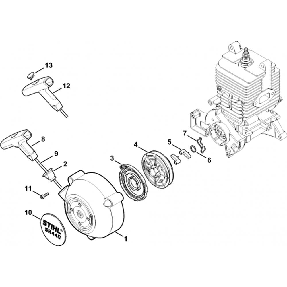 Sơ đồ Tua lại bộ khởi động cho Stihl SR440