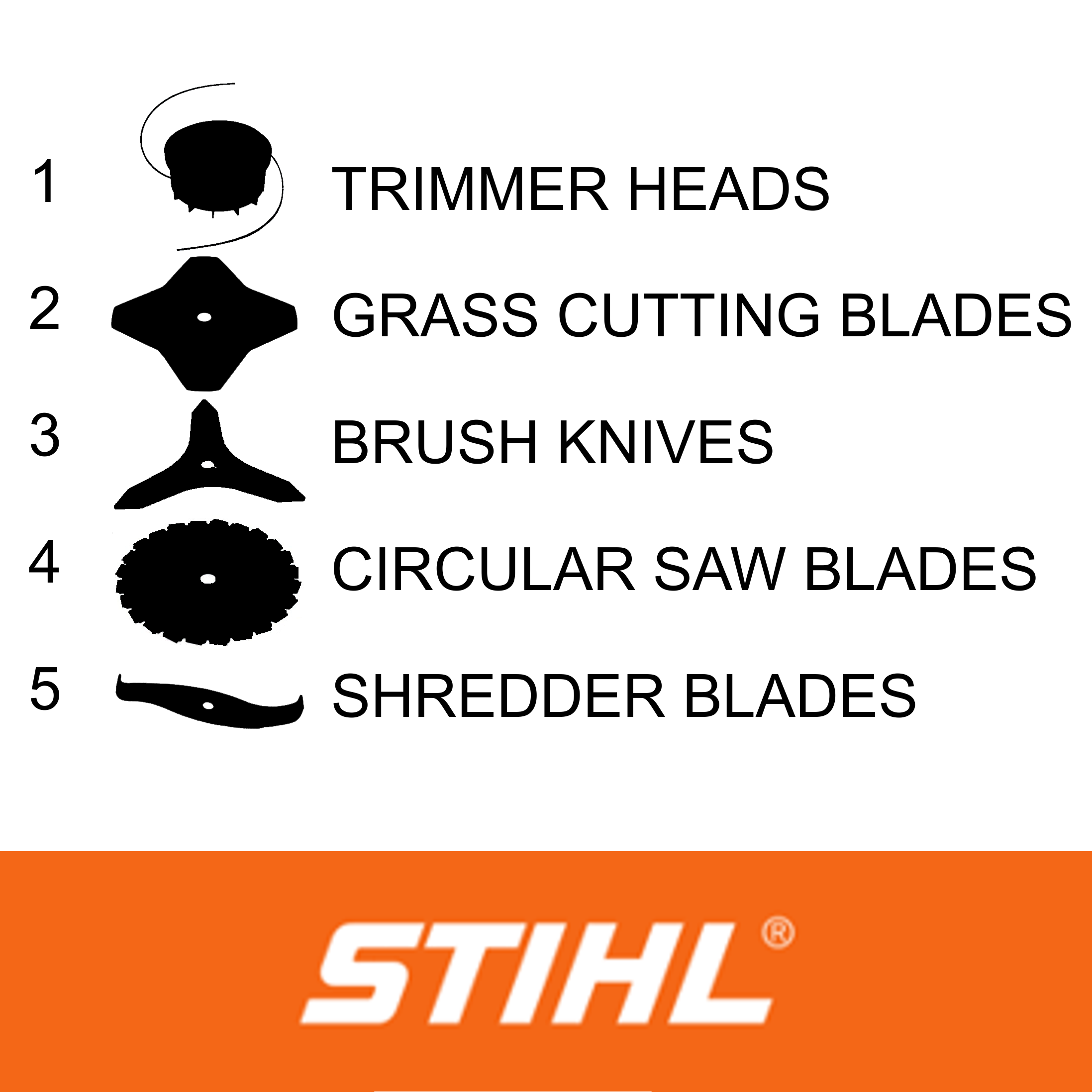 Sơ đồ Phụ kiện cắt Stihl FS55 2 stihl cutting attachments ref desc logo
