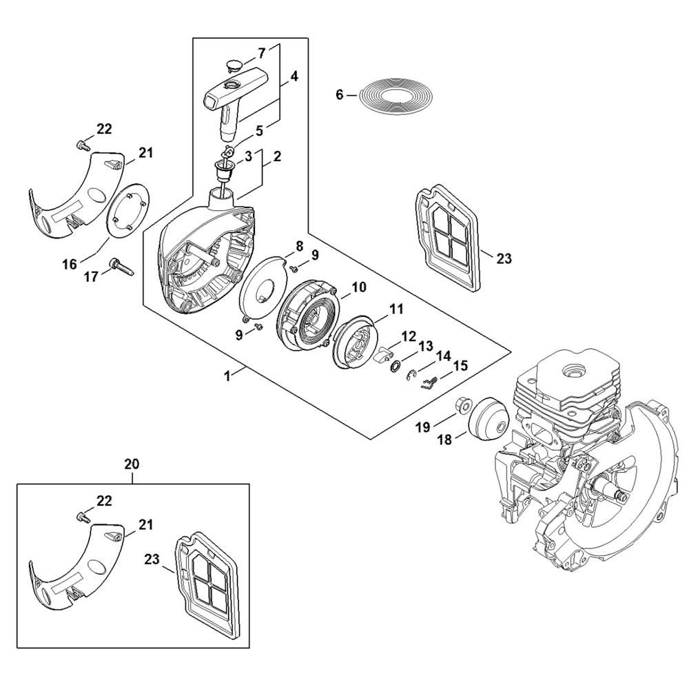 Sơ đồ Tua lại khởi động cho Stihl FS491