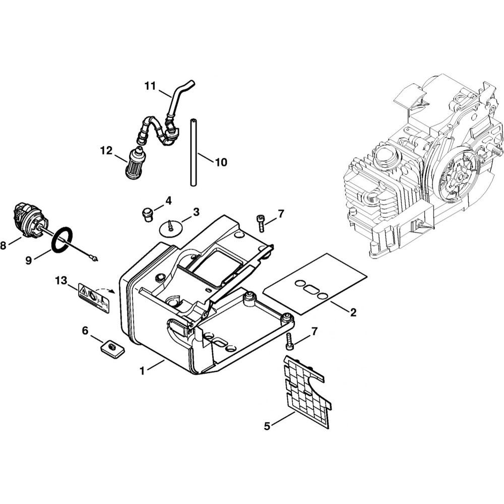 tank housing 32.2005 assembly ms200