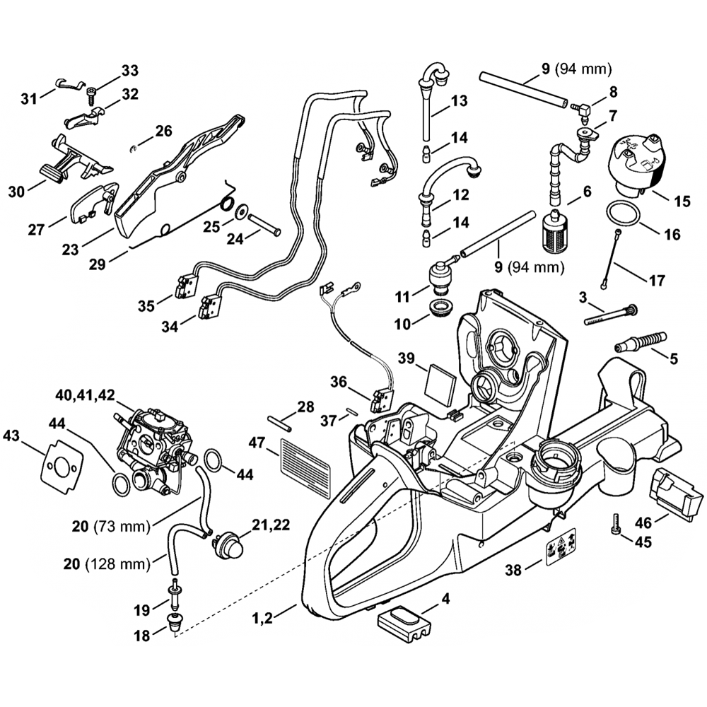tank housing assembly for stihl ts700 disc cutter