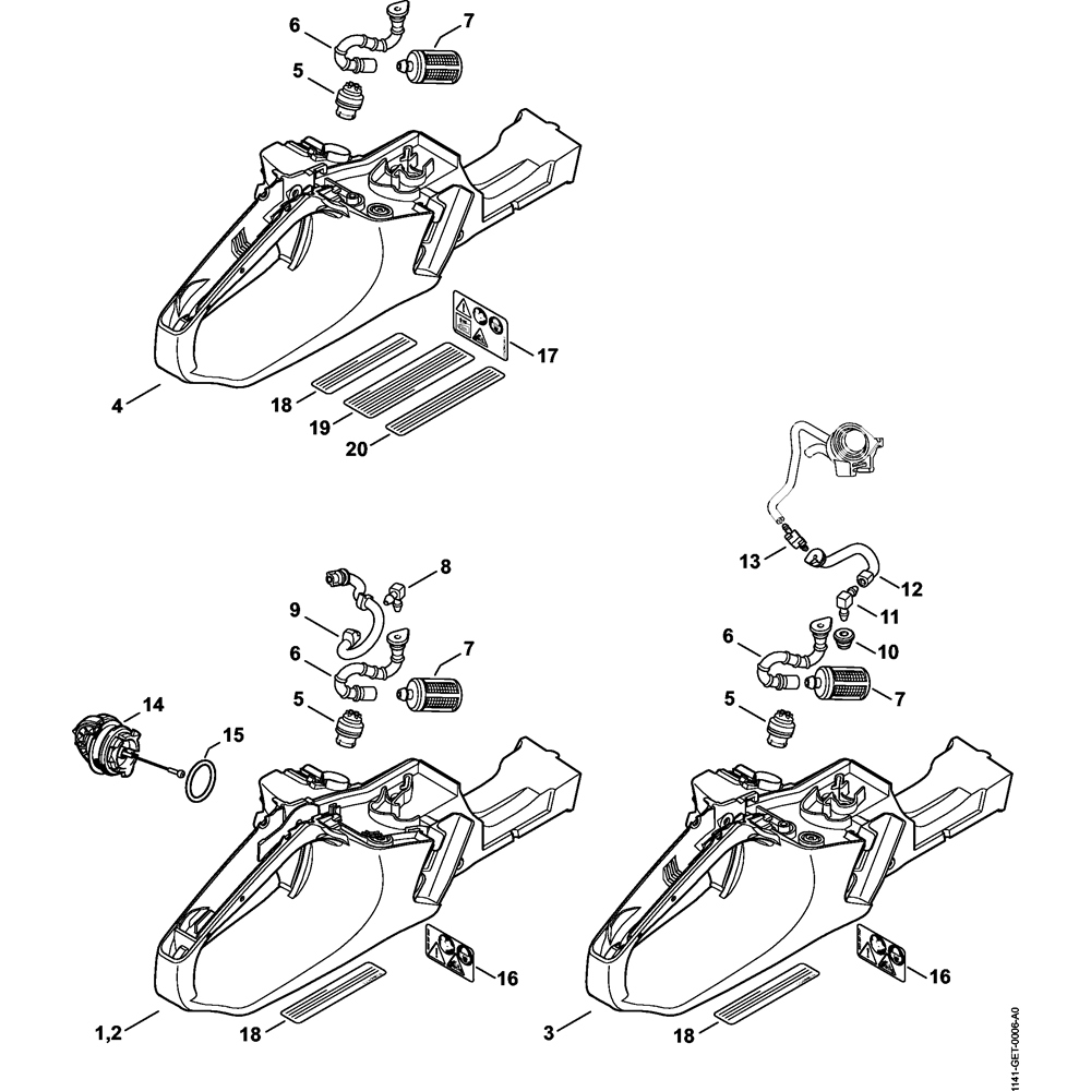 Sơ đồ Cụm trục khuỷu Honda GX200U 2 tank housing assembly ms261 ms261c