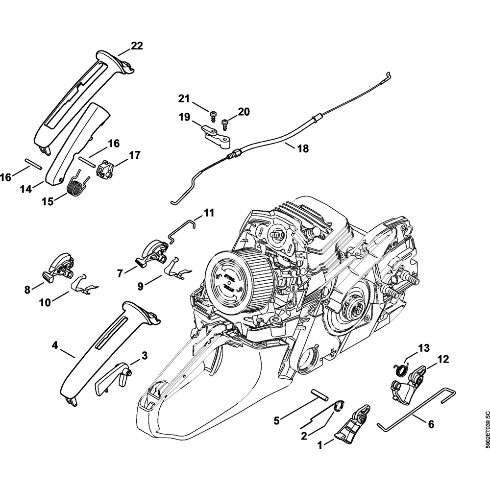Sơ đồ Điều khiển bướm ga cho Stihl MS261 3 throttle control assembly ms261 ms261c