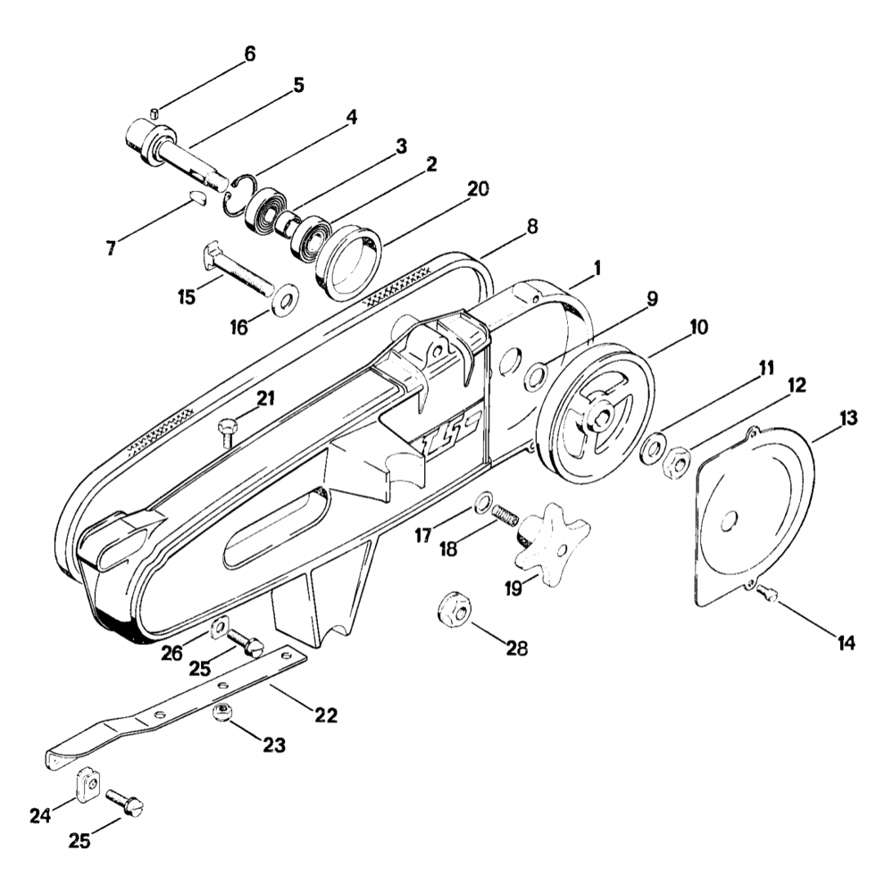 Sơ đồ Stihl TS08 Cast Arm & đai chữ V