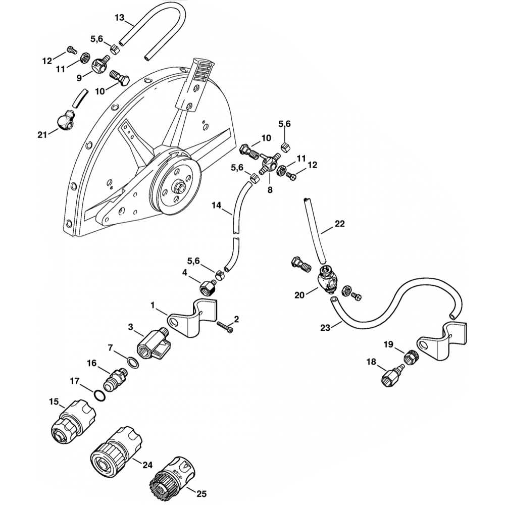 Sơ đồ Khung tay cầm cho Stihl TS350 TS360 3 water attachment assembly for stihl ts350 ts360 disc cutter