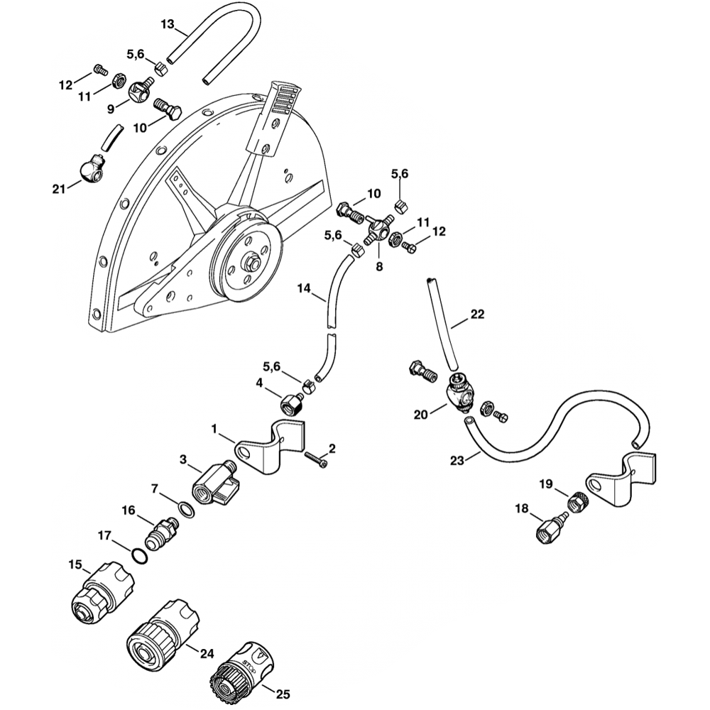 water attachment assembly for stihl ts460 disc cutter