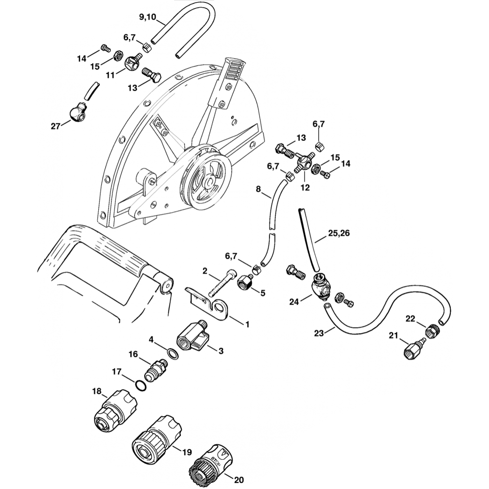Sơ đồ Đầu nối nước cho Stihl TS510 2 water attachment assembly for stihl ts510 ts760 disc cutter