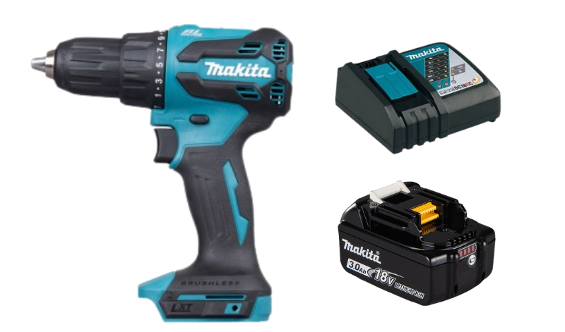 Combo máy khoan pin Makita DHP490Z + pin BL1830B + sạc DC18RC – giải pháp gọn nhẹ cho thợ công trình và xưởng nội thất