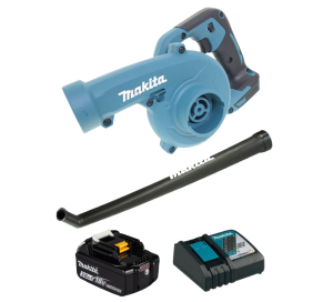 Combo máy thổi dùng pin Makita DUB186Z + pin BL1830B + sạc nhanh DC18RC – giải pháp làm sạch gọn nhẹ, không dây.