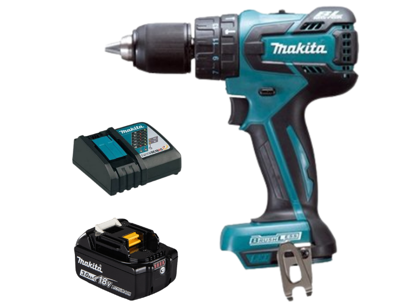 Combo máy khoan búa dùng pin 18V Makita DHP459Z kèm pin BL1830B & sạc nhanh DC18RC