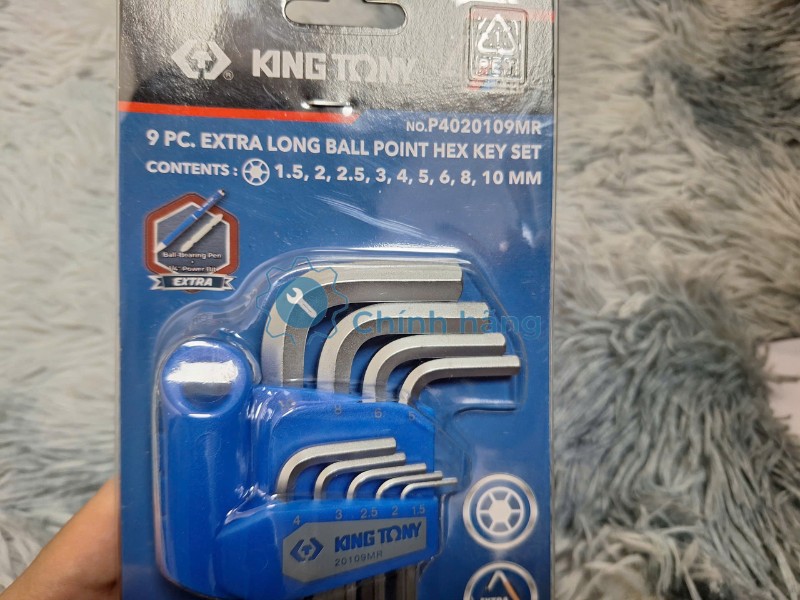 Bộ lục giác bi Kingtony P4020109MR gồm 9 size từ 1.5mm đến 10mm