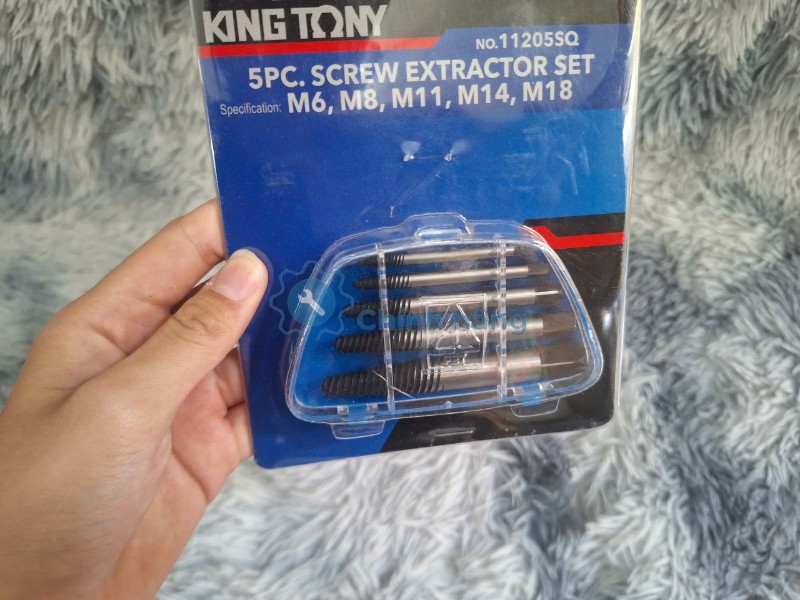 Trọn bộ lấy ốc gãy Kingtony 11205SQ gồm 5 mũi tháo vít gãy